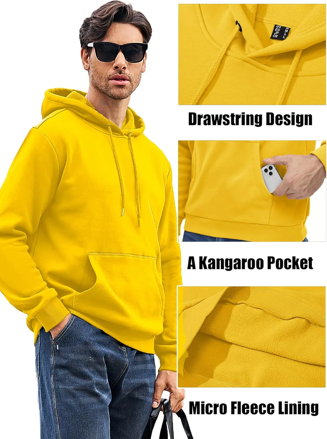 MAGCOMSEN Men's Active Hoodies Fleece Lined Sweatshirts Casual Athletic Workout Pullover With Kangaroo Pocket