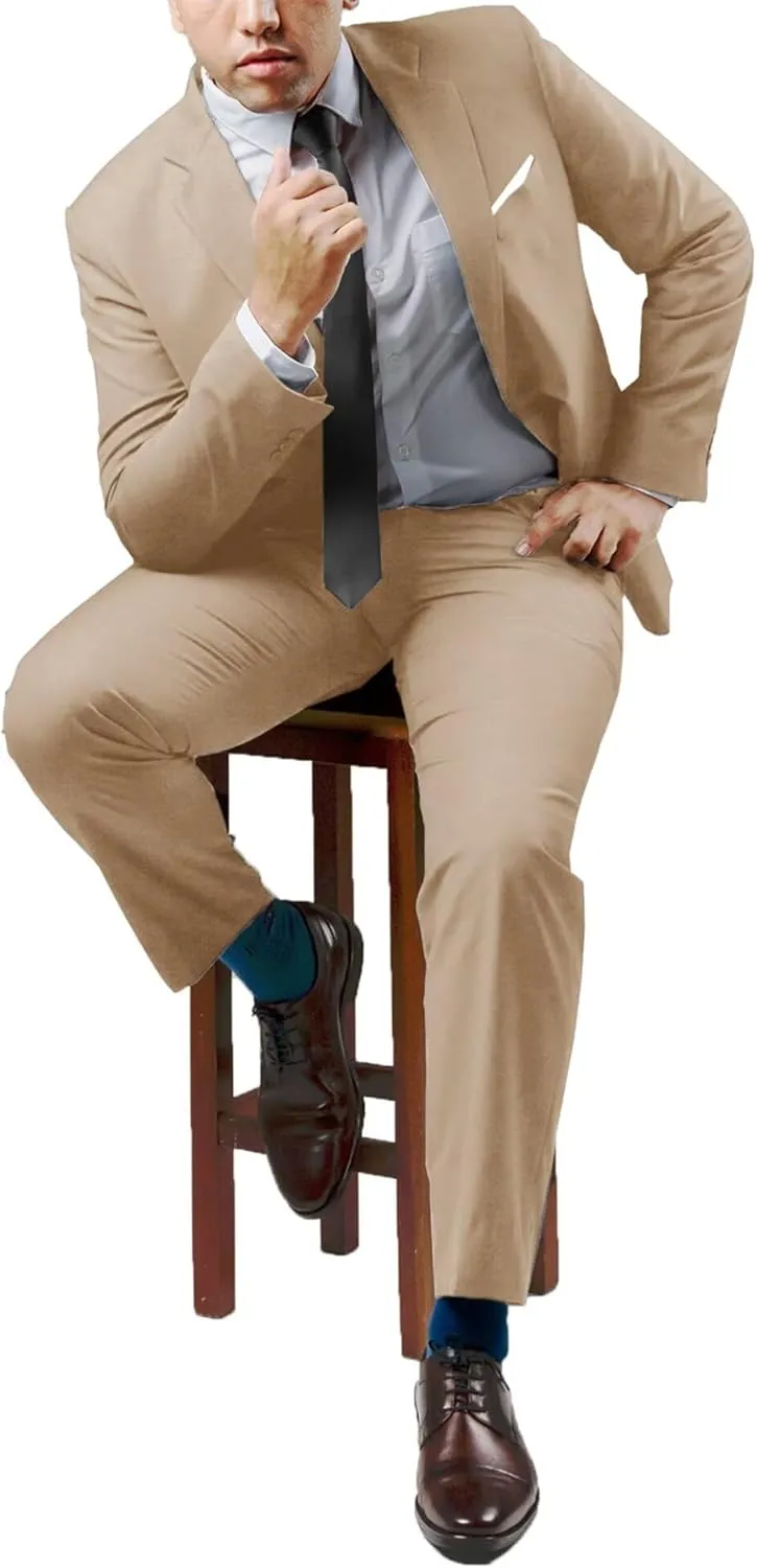 Mens 2 Piece Suit Set Slim Fit 2 Button Dress SuitsTuxedo Set Wedding Blazer Jacket Pants Tie Business Party Prom Suit
