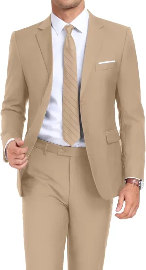 Mens 2 Piece Suit Set Slim Fit 2 Button Dress SuitsTuxedo Set Wedding Blazer Jacket Pants Tie Business Party Prom Suit