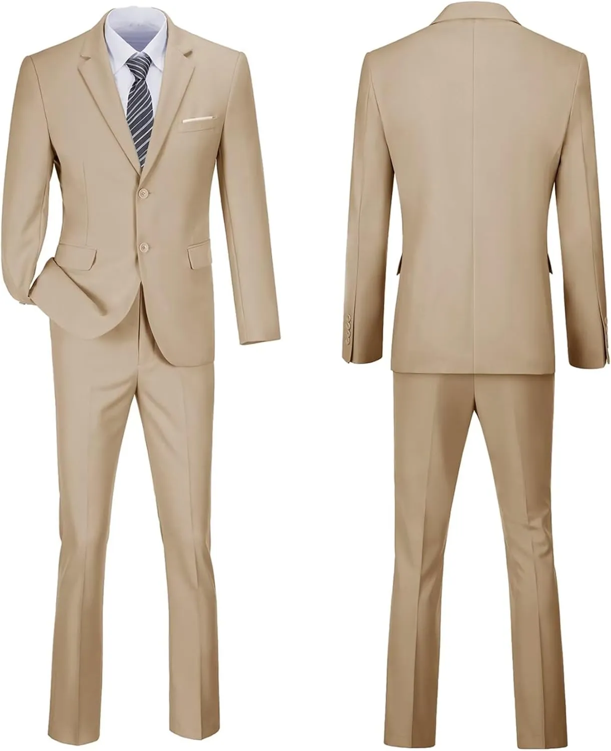 Mens 2 Piece Suit Set Slim Fit 2 Button Dress SuitsTuxedo Set Wedding Blazer Jacket Pants Tie Business Party Prom Suit