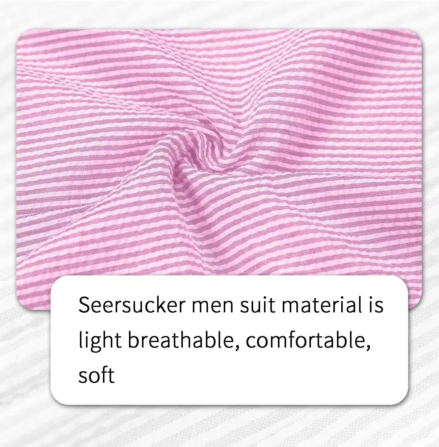 Mens Seersucker Suit Slim Fit Suits for Men Summer Striped Wedding Prom Party Dinner 2 Piece Daily Suit Jacket Blazer Pants