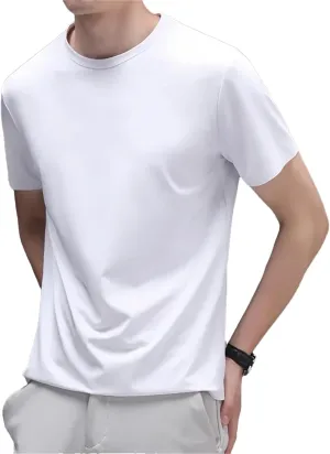 Men's Silk T-Shirt, Thin Round Neck Luxury Summer Solid Color
