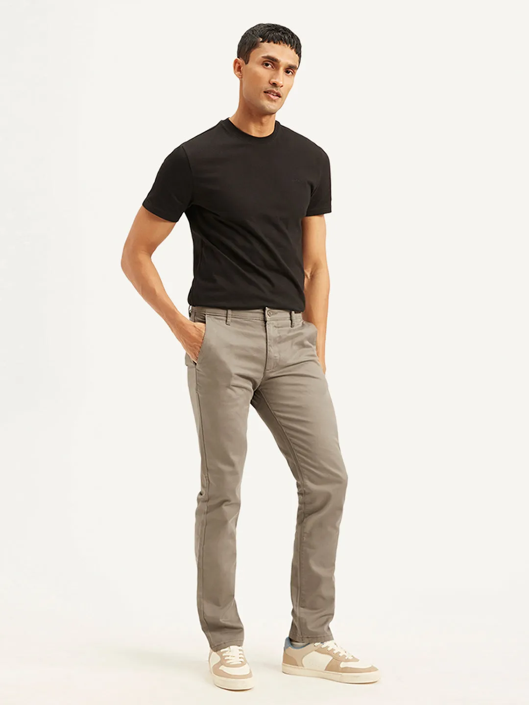 Men's Taupe Slim Fit Chinos