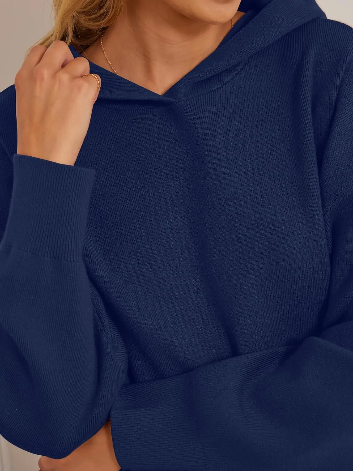 MEROKEETY Women's 2024 Fall Oversized Hoodie Long Sleeve Pullover Sweater Ribbed Knit Sweatshirt with Pockets