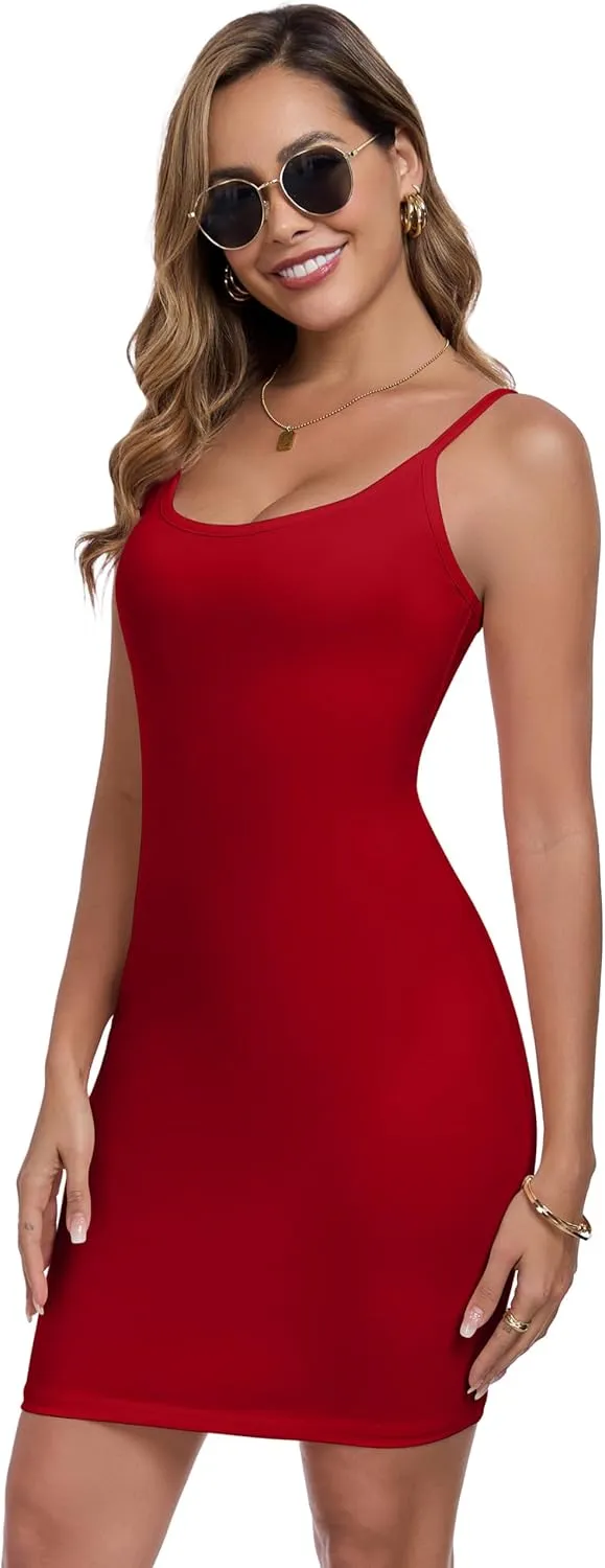Mini Dress for Women Cotton Summer Bodycon Spaghetti Straps Backless Party Club Dresses Workout Beach Vacation Outfits