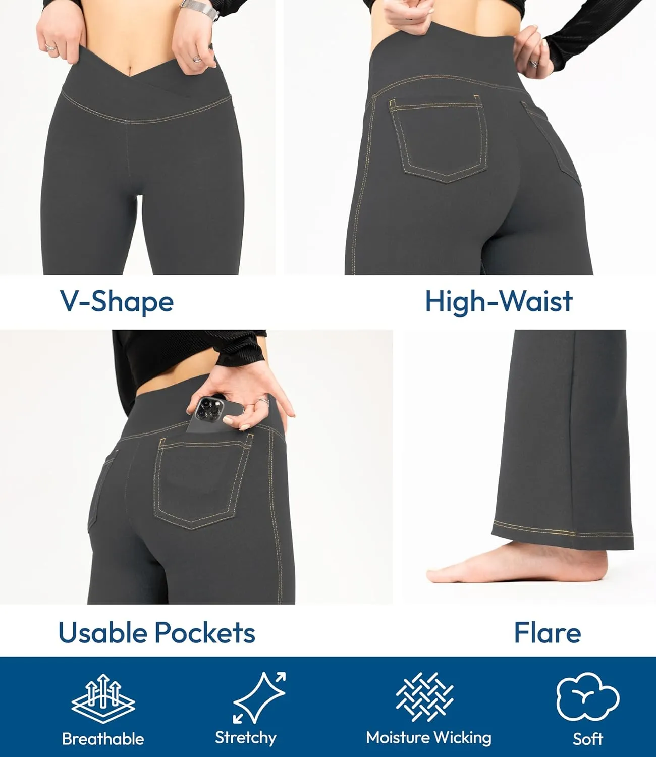 Nirlon Crossover Bootcut Jeggings for Women - Flare Leggings for Women Tummy Control Regular and Plus Size Jeggings