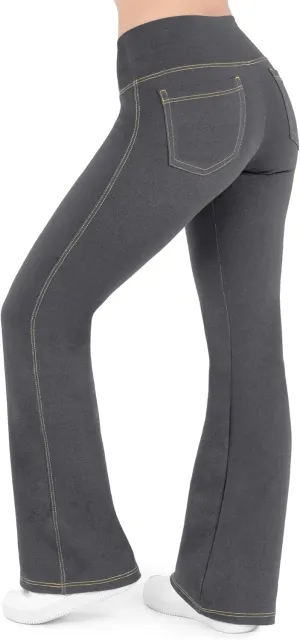 Nirlon Crossover Bootcut Jeggings for Women - Flare Leggings for Women Tummy Control Regular and Plus Size Jeggings