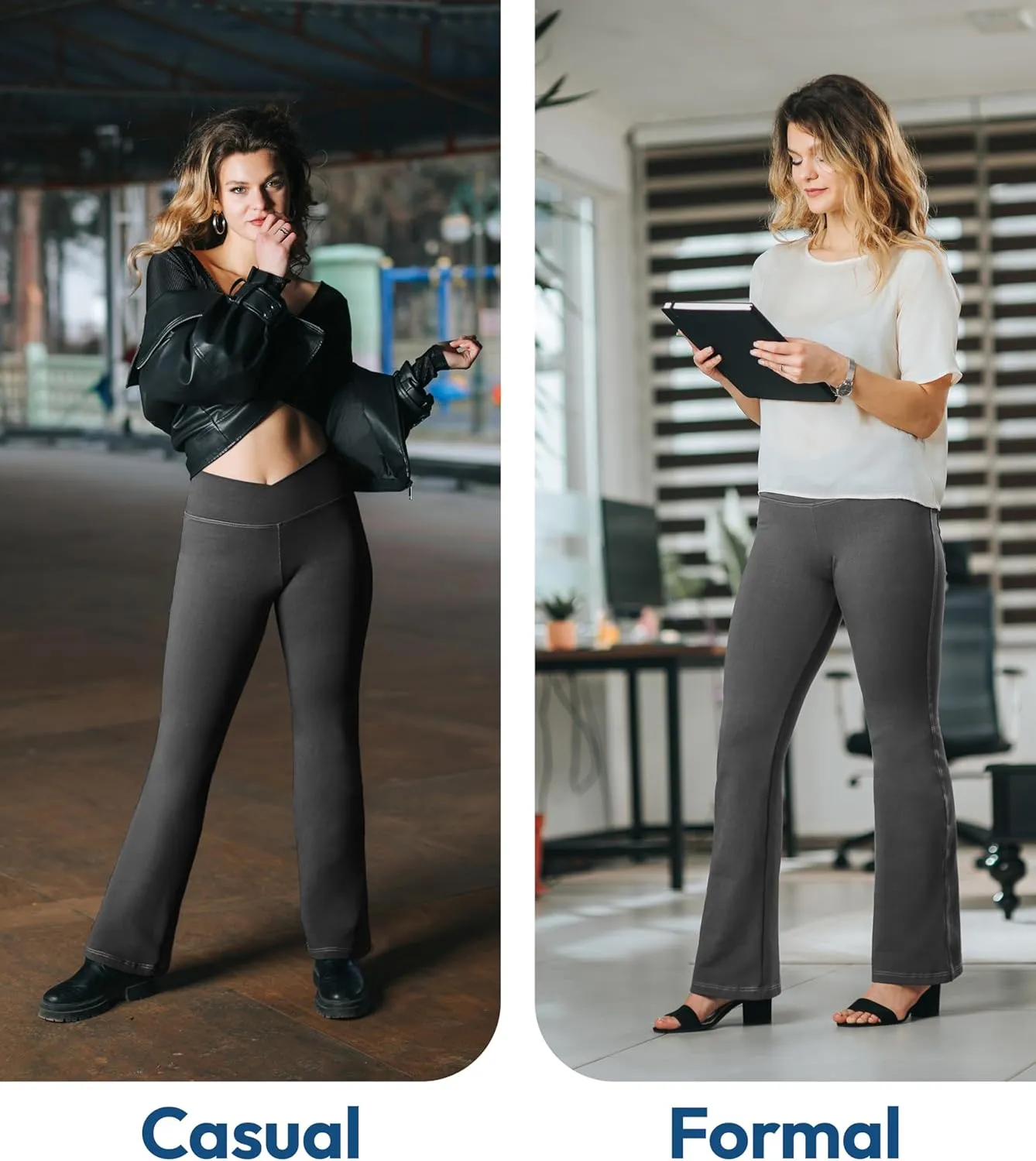 Nirlon Crossover Bootcut Jeggings for Women - Flare Leggings for Women Tummy Control Regular and Plus Size Jeggings