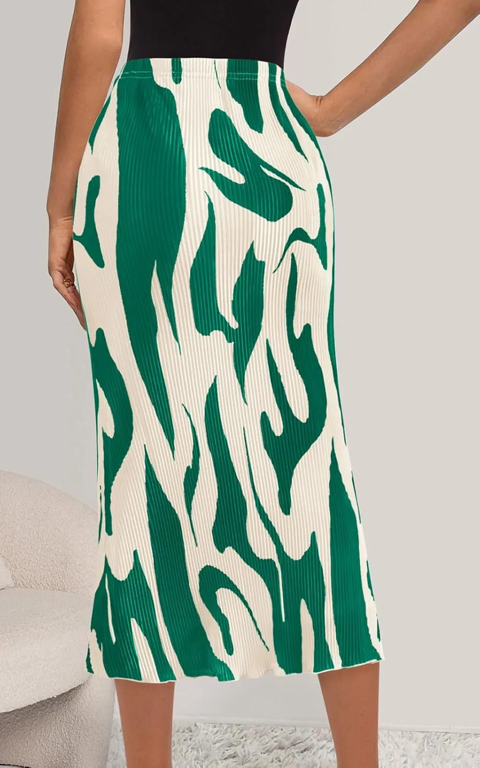 PRETTYGARDEN Women's 2025 Summer High Waist Graphic Print A Line Pleated Long Skirts for Women Trendy Plisse Midi Skirt