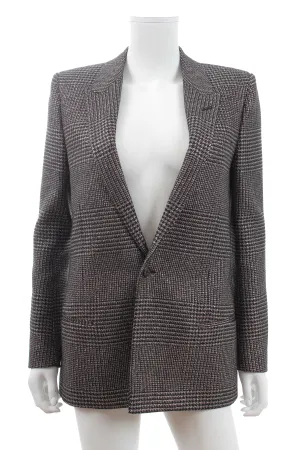Saint Laurent Metallic Houndstooth Checked Single-Breasted Blazer