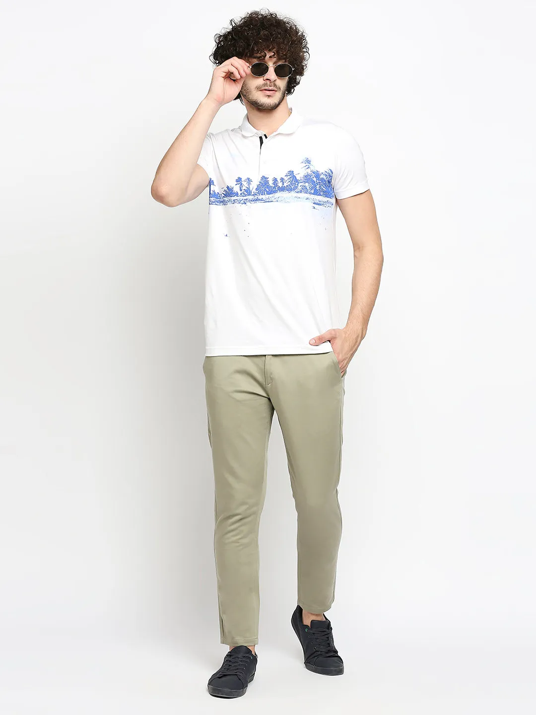 Spykar Men Green Cotton Slim Fit Casual Trouser