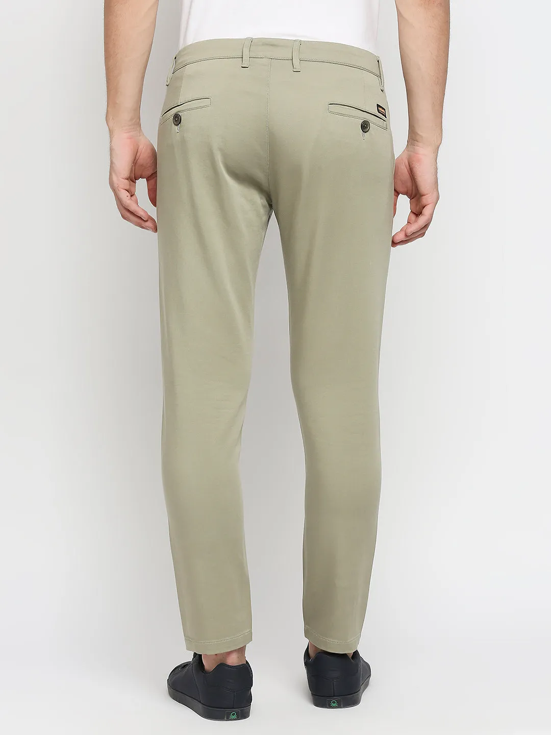 Spykar Men Green Cotton Slim Fit Casual Trouser