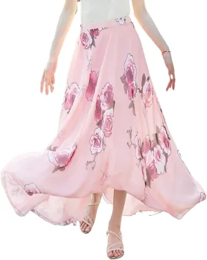Summer Womens Casual High Waist Tie Print Long Maxi Skirt Women Fashion Skirts