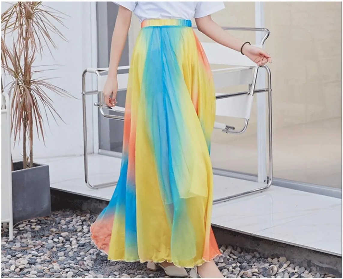 Summer Womens Casual High Waist Tie Print Long Maxi Skirt Women Fashion Skirts