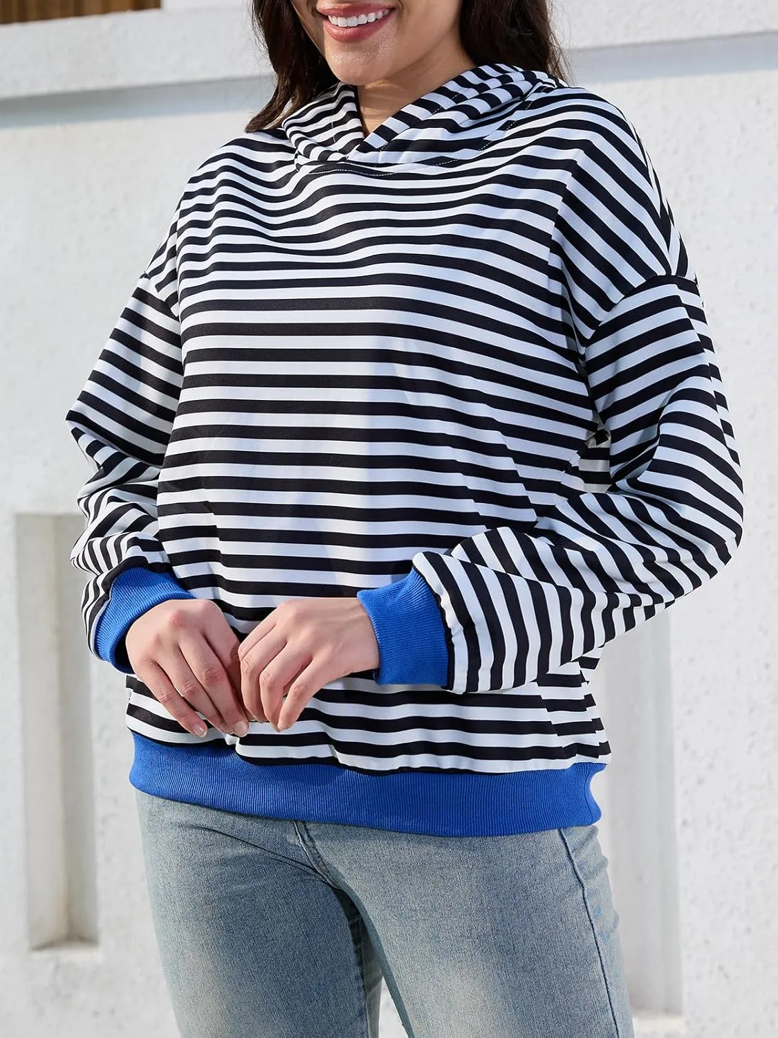 Sureple Women'S Hoodies Loose Fit Sweatshirts Pullover Lightweight Long Sleeve Striped Fall Outfits Fashion Clothes