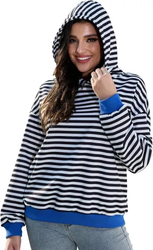 Sureple Women'S Hoodies Loose Fit Sweatshirts Pullover Lightweight Long Sleeve Striped Fall Outfits Fashion Clothes