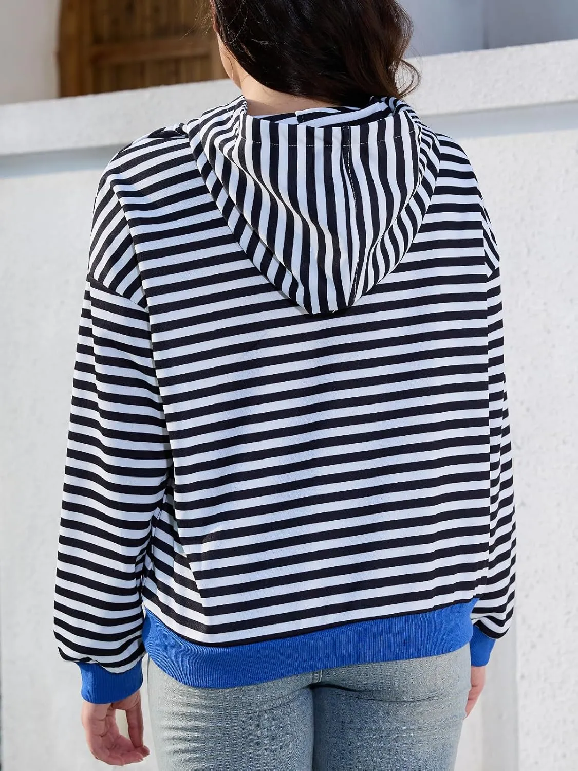 Sureple Women'S Hoodies Loose Fit Sweatshirts Pullover Lightweight Long Sleeve Striped Fall Outfits Fashion Clothes