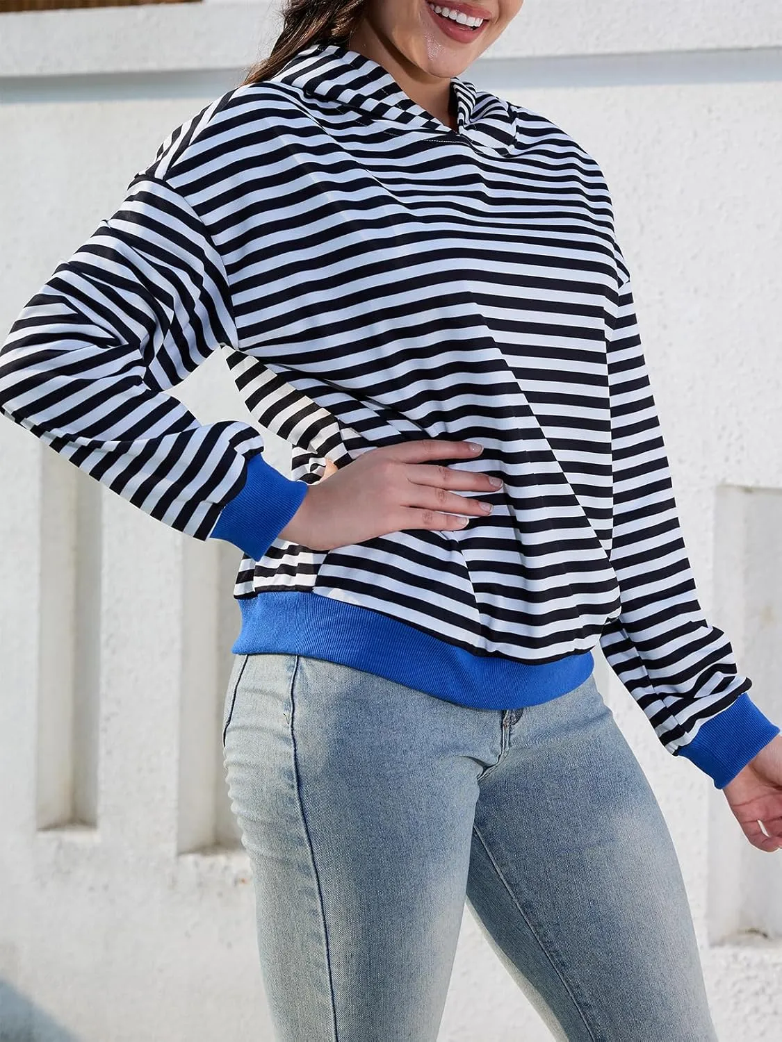 Sureple Women'S Hoodies Loose Fit Sweatshirts Pullover Lightweight Long Sleeve Striped Fall Outfits Fashion Clothes