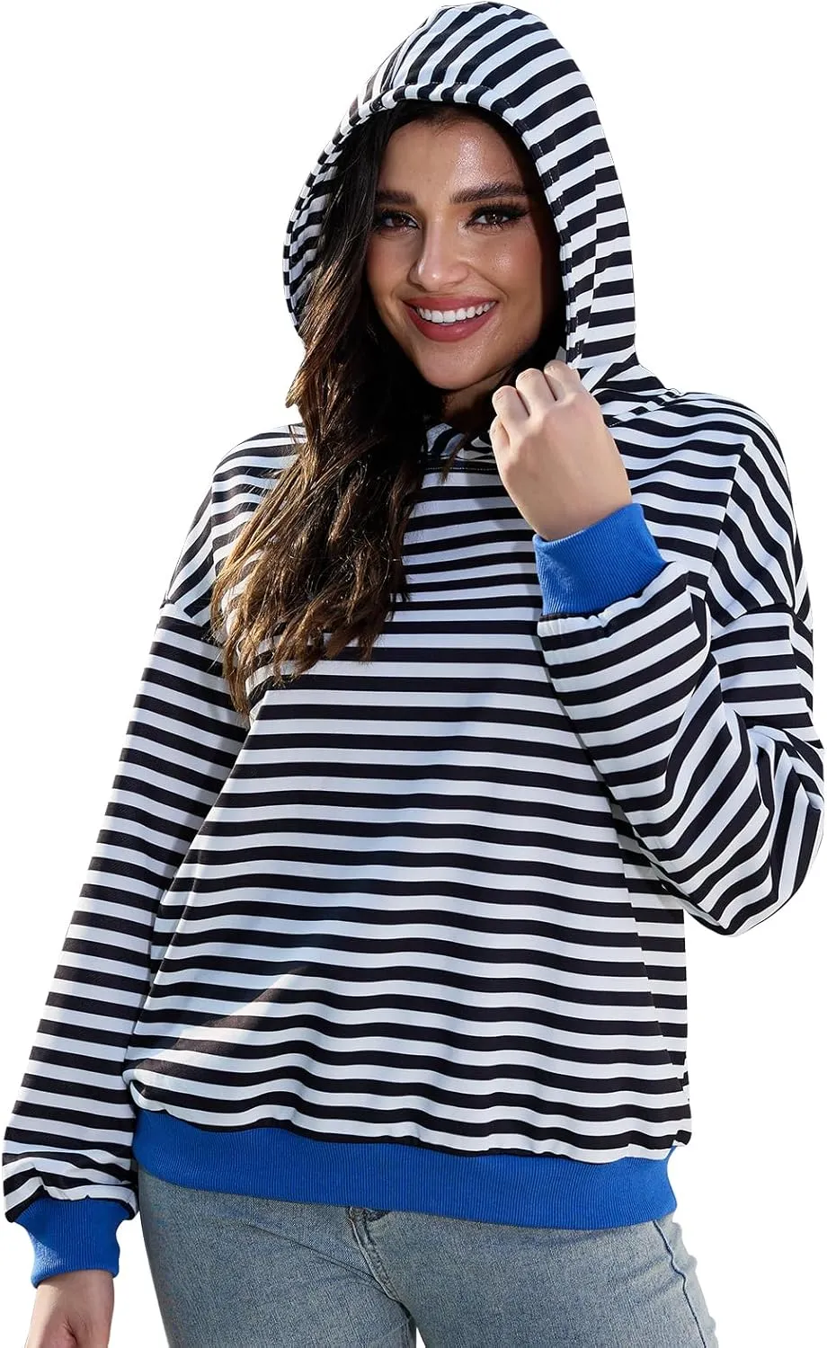 Sureple Women'S Hoodies Loose Fit Sweatshirts Pullover Lightweight Long Sleeve Striped Fall Outfits Fashion Clothes