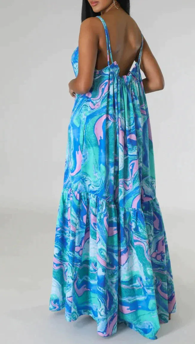 Swirl Pattern Maxi Dress