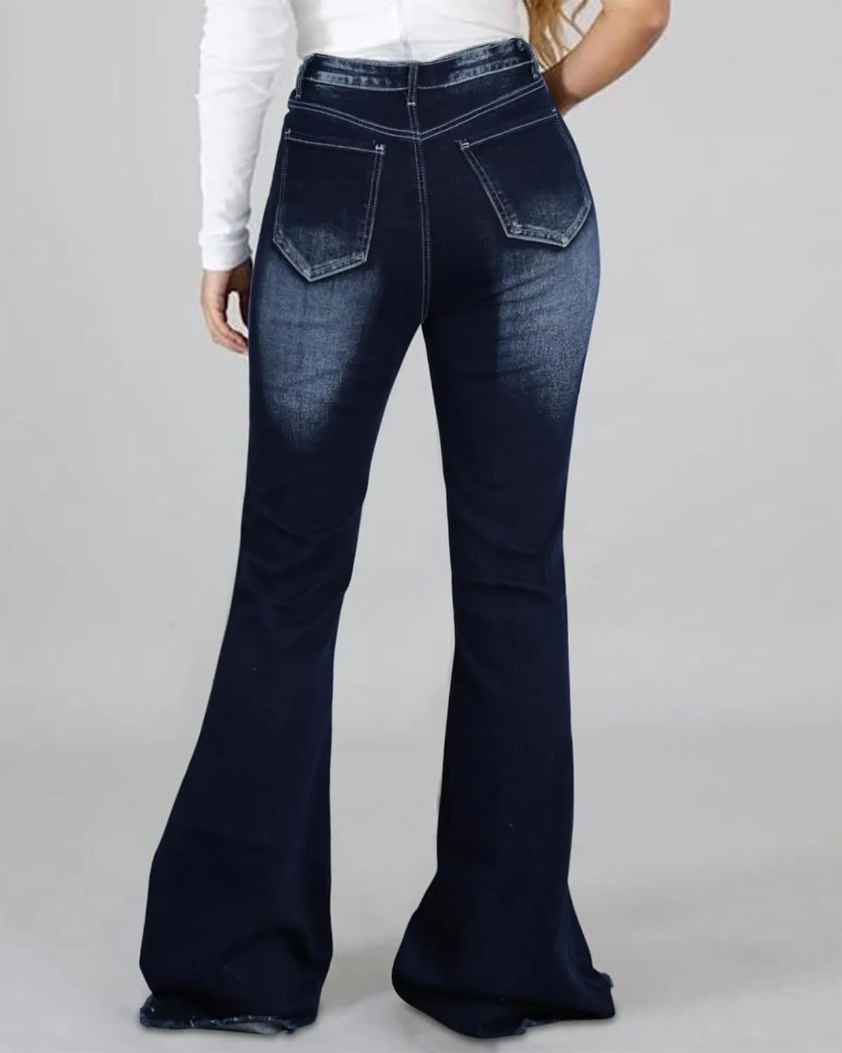 Vintage Bell Bottoms Flare Jeans for Women 90s High Waist Ripped Distressed Wide Leg High Rise Denim Pants