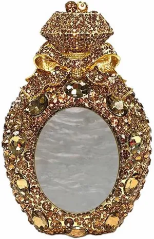 Vintage Women Perfume Bottle Rhinestone Bag Elegant Bow Crystal Clutch Diamond Evening Bag for Wedding Party Prom