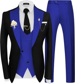 Wangyue 3 Piece Mens Tuxedo Suit Slim Fit Tuxedo for Men Double Breasted Wedding Prom Suits Blazer Vest Pants Sets 2025