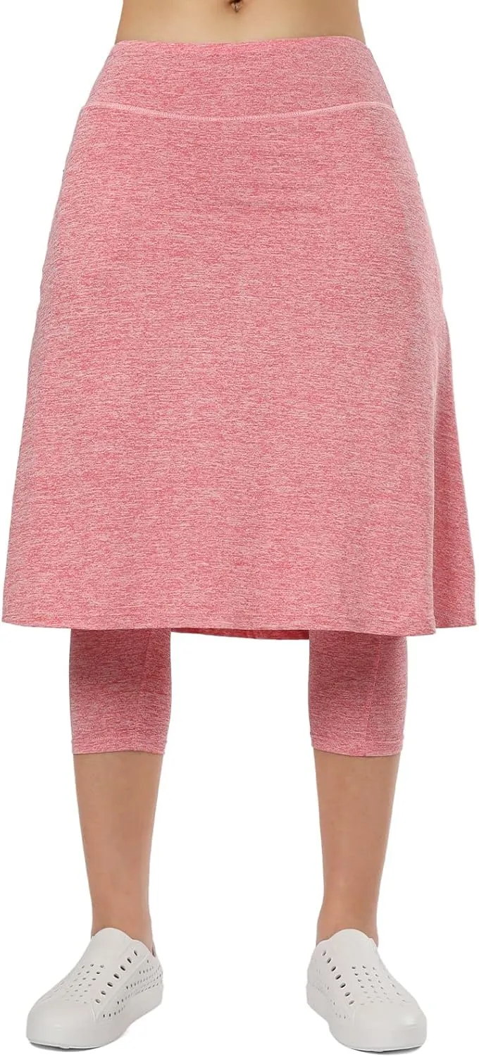 Women Athletic Knee Length Skirts with Leggings,Skorts Leggings&Skirted Capris Skorts for Women Yoga Pockets