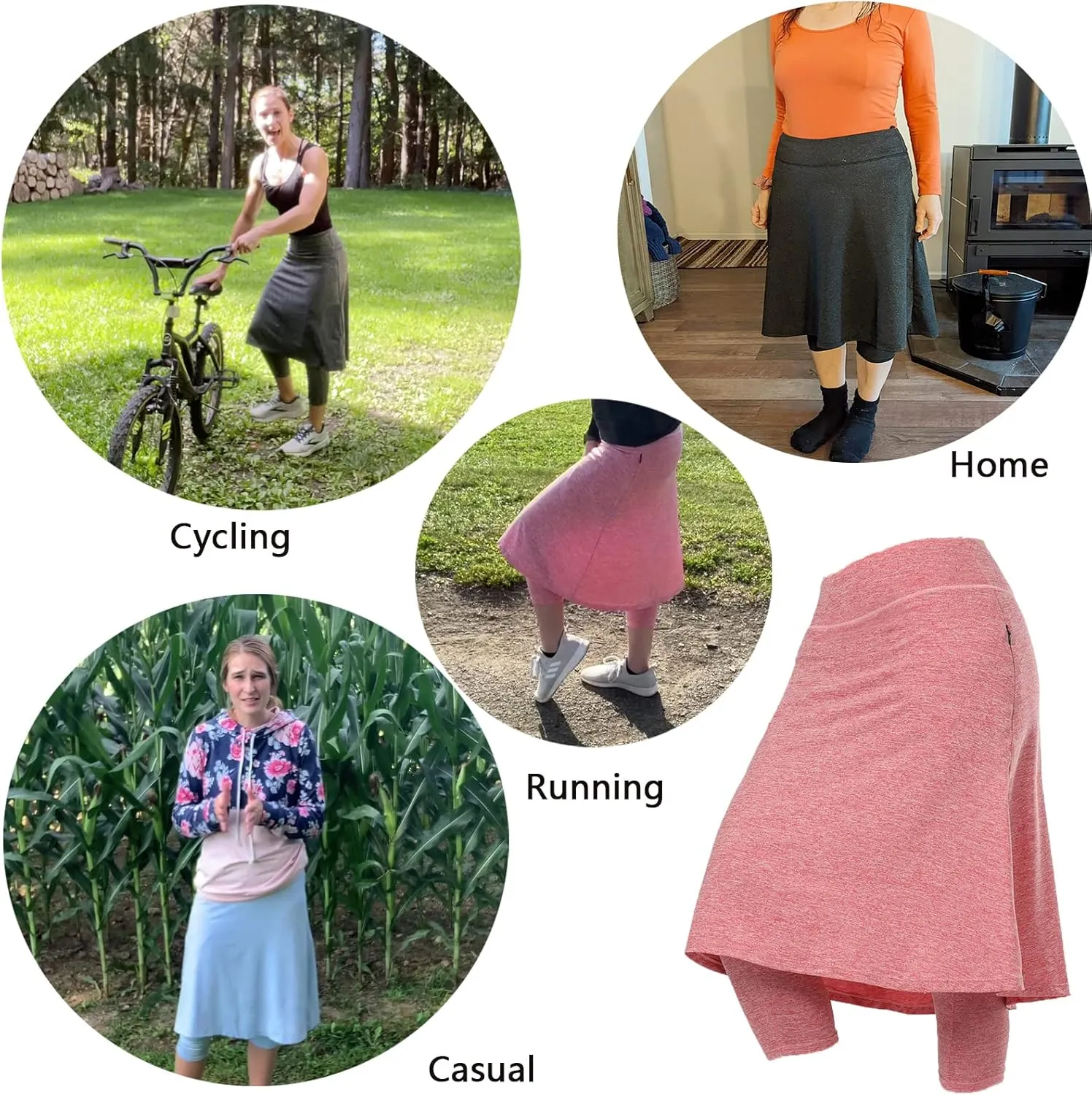Women Athletic Knee Length Skirts with Leggings,Skorts Leggings&Skirted Capris Skorts for Women Yoga Pockets