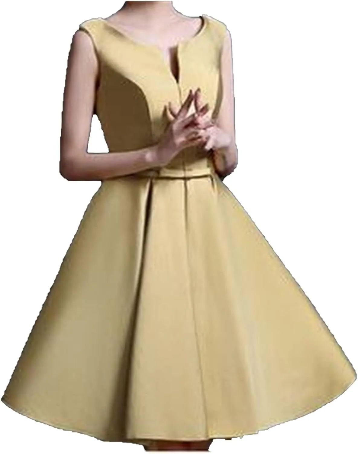 Women Casual Dresses Swing Tea Dress Cocktail Vintage A-Line Midi Party Dress Cap Sleeve Pleated Flared Dresses