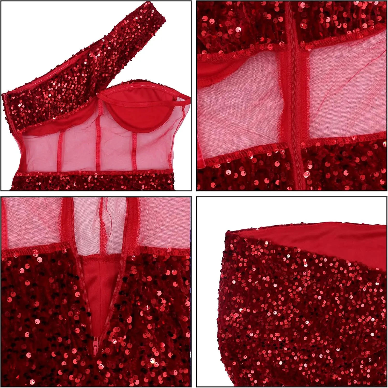 Women Sexy Glitter Sequin Mesh Patchwork Mini Dress Sleevelesss One Oblique Shoulder Bodycon Night Clubwear Party Dresses