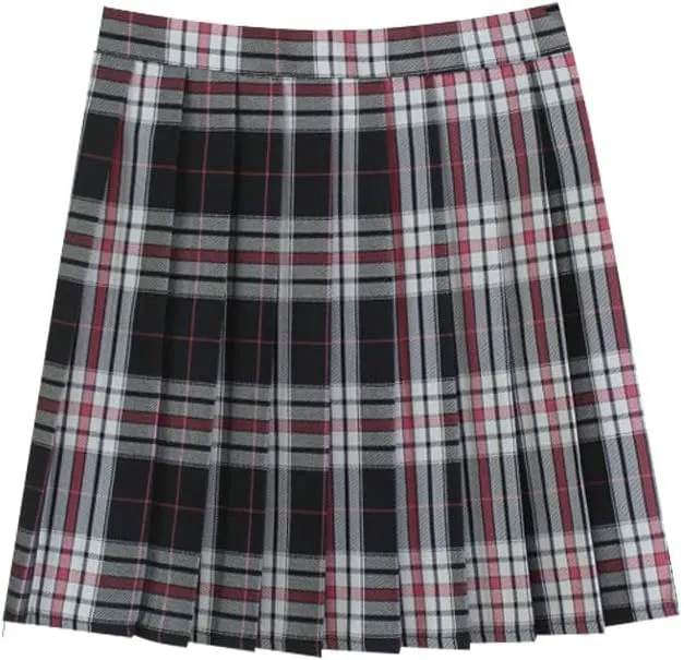 Women Vintage Plaid Print Pleated Skirt High Waisted Uniform Role Play Mini Skirts Casual Streetwear A-line Skirts