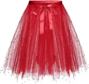 Women's Adult A-line Tutu Skirt 2025 50s Bridesmaid Petticoat Vintage Ballet Dance Skirts for Cosplay Party