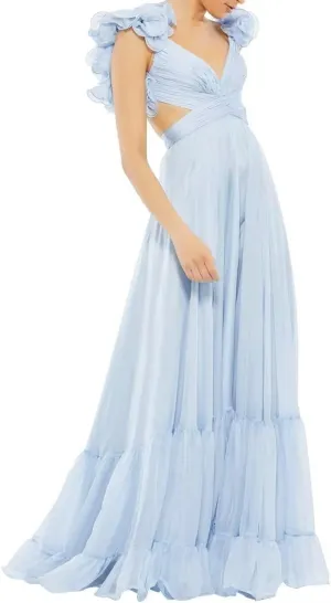 Women's Chiffon Prom Dresses 2024 Long V Neck Bridesmaid Dresses Sleeveless A Line Formal Evening Gown QM934