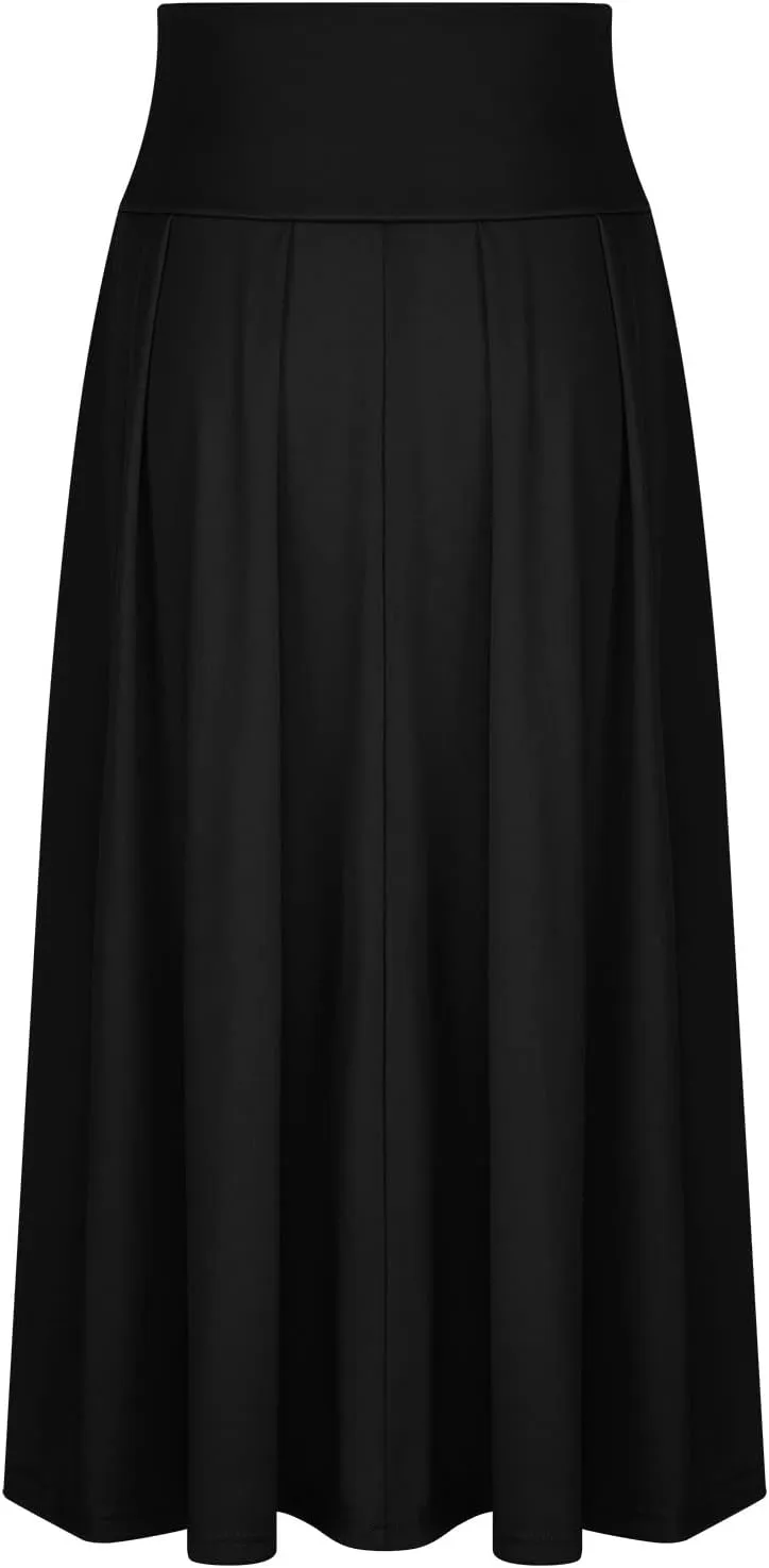 Women's Elegant High Waisted Skirt Tie Front Pleated Maxi Skirts Fashion Solid Color Flowy Swing Ankle Length Skirt