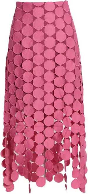 Women's Irregular Tassel Hem Hollow Out Skirt High Waist Patchwork Solid Midi Skirts Female Summer Clothing