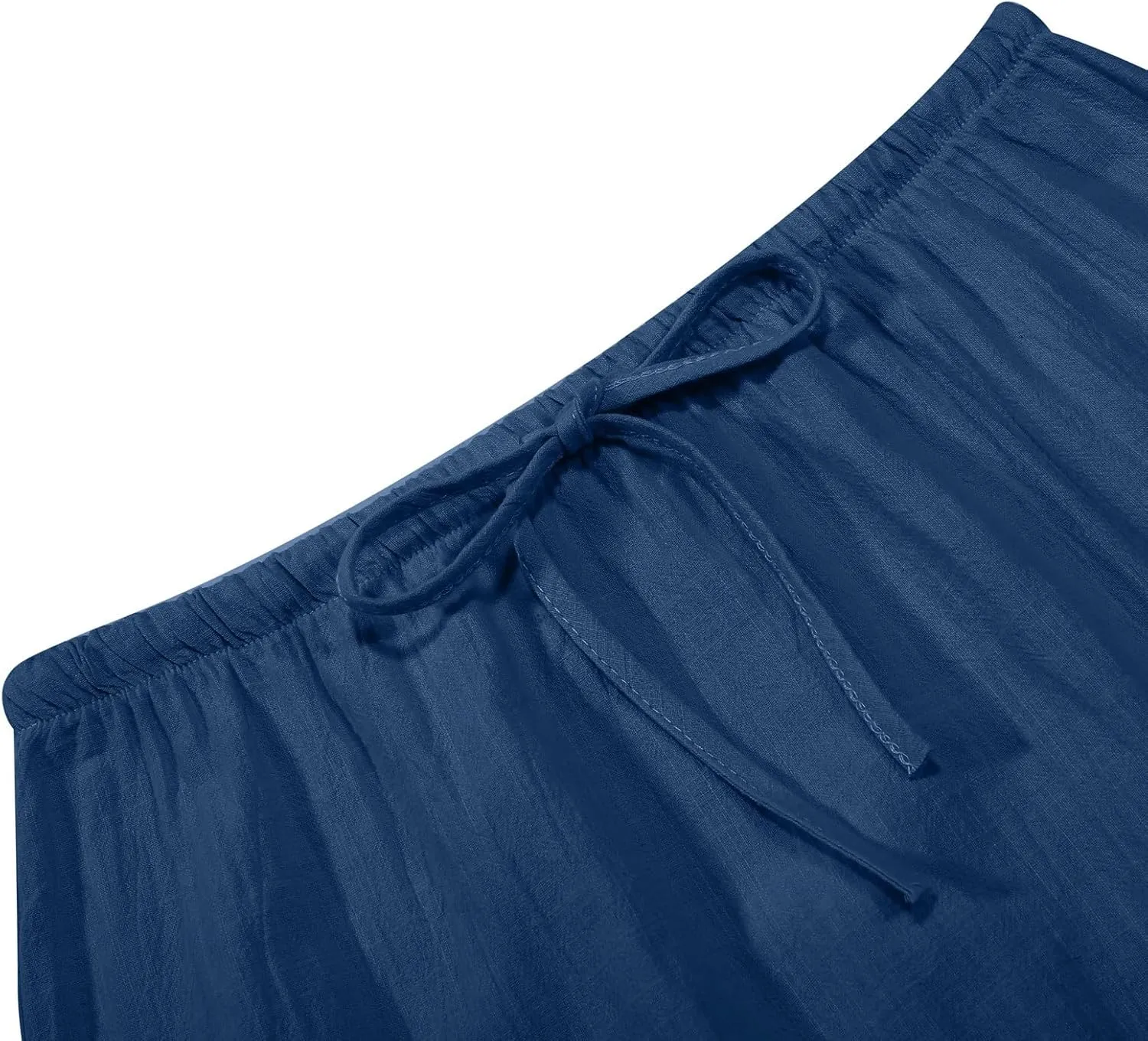 Womens Linen Maxi Skirts Drawstring Elastic High Waist A Line Casual Skirts Cute Vacation Boho Long Flowy Summer Skorts
