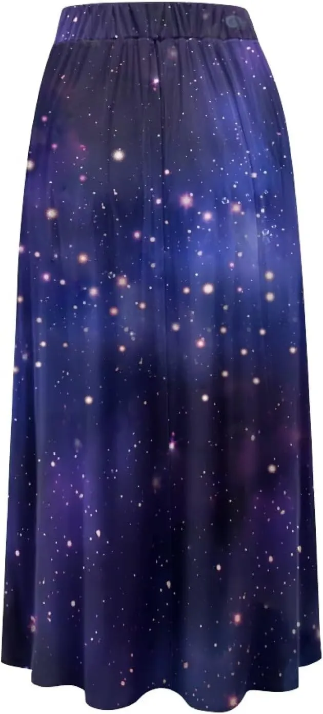 Women's Maxi Skirts Pleated High Waisted Casual Long Skirts Flowy High Waist Party Holiday Skirts with Pockets