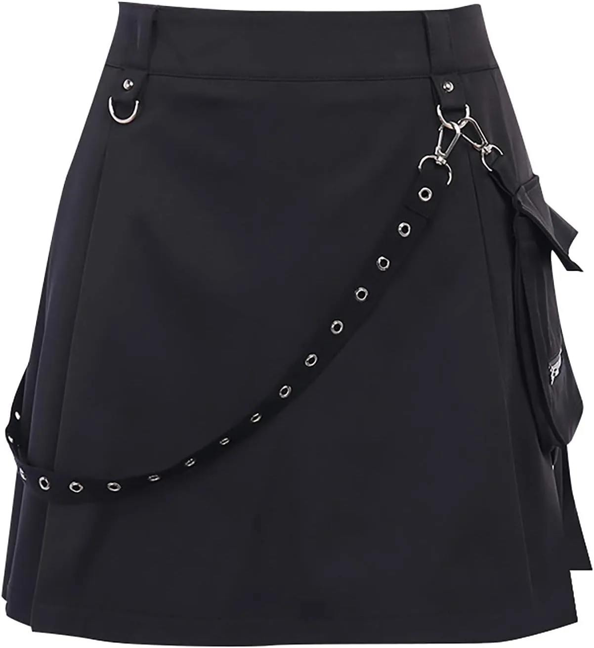 Women's Sexy Mini Skirts High Waist Cargo Skirt Belt Irregular Punk Gothic Style A-line Bed Skirt for Women's