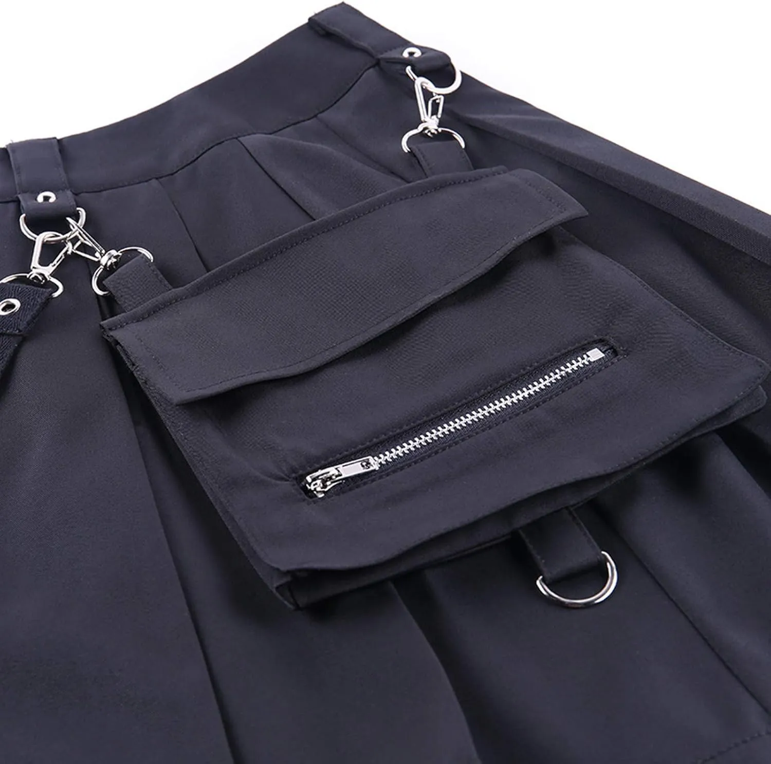 Women's Sexy Mini Skirts High Waist Cargo Skirt Belt Irregular Punk Gothic Style A-line Bed Skirt for Women's