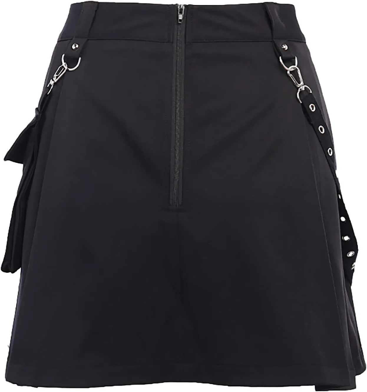 Women's Sexy Mini Skirts High Waist Cargo Skirt Belt Irregular Punk Gothic Style A-line Bed Skirt for Women's