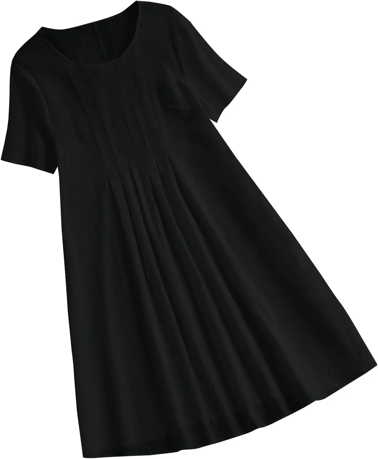Women's Short Sleeve Swing Midi Dress Flowy Crewneck Plus Size Casual Loose Beach Vacation Dailywear T-Shirt Dress