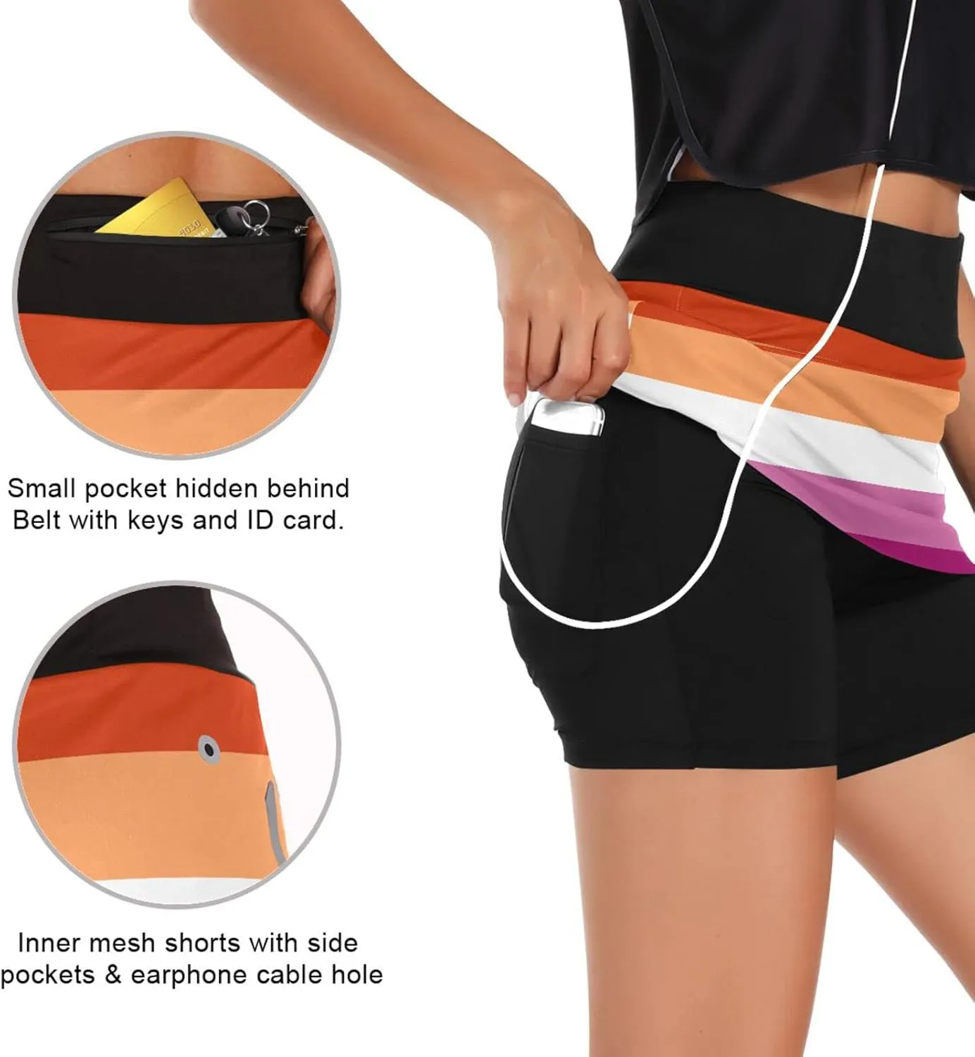 Womens Sports Skort Gay Pride Flag LGBT Rainbow Flag Summer Athletic Tennis Skirt Golf Skorts with Pockets