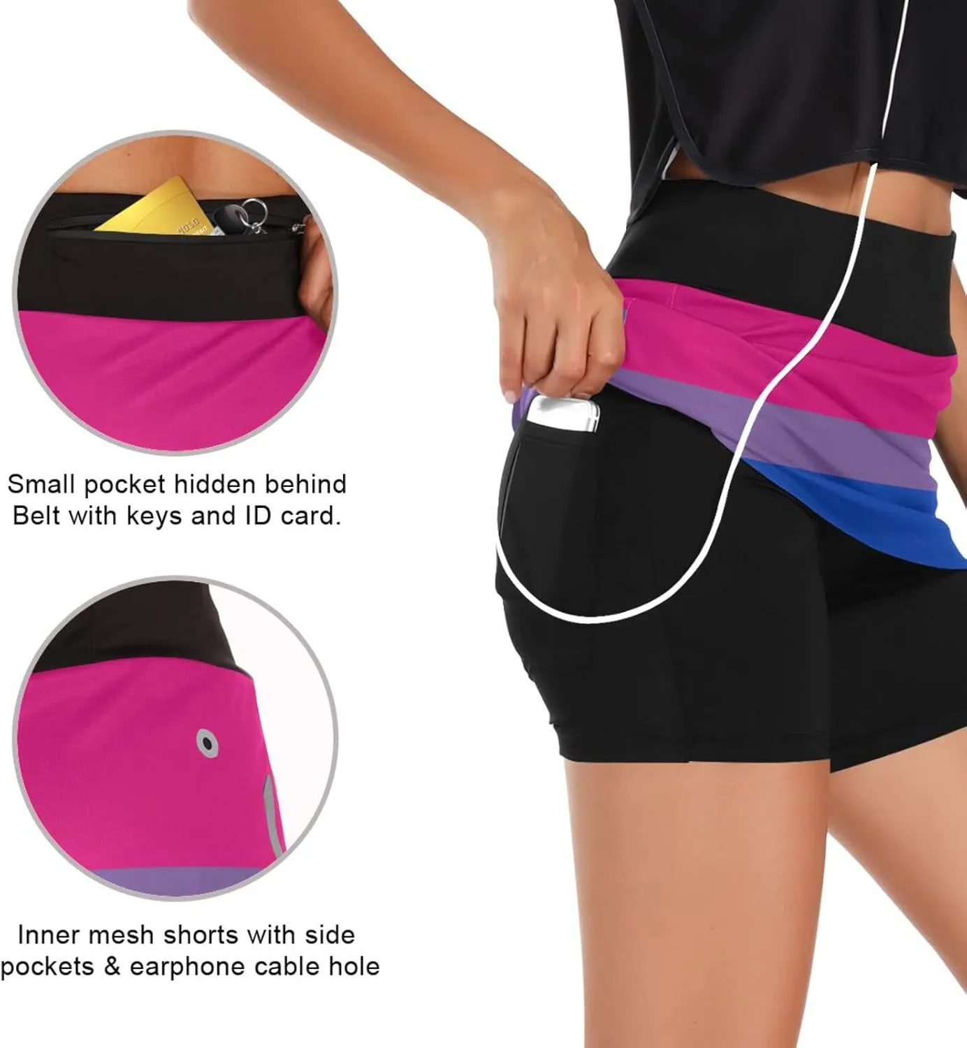 Womens Sports Skort Gay Pride Flag LGBT Rainbow Flag Summer Athletic Tennis Skirt Golf Skorts with Pockets