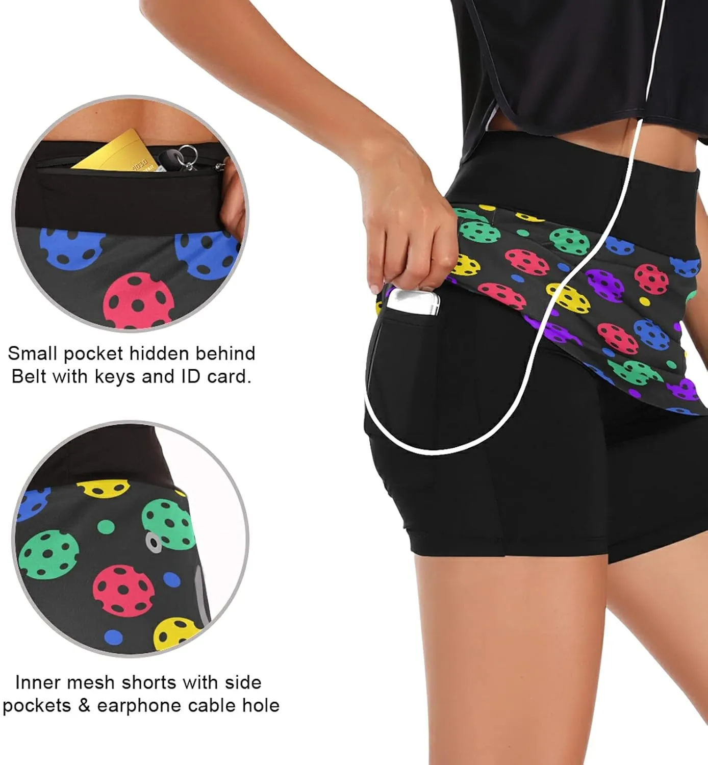 Womens Sports Skort Rainbow Unicorn Donut Summer Athletic Tennis Skirt Golf Skorts with Pockets