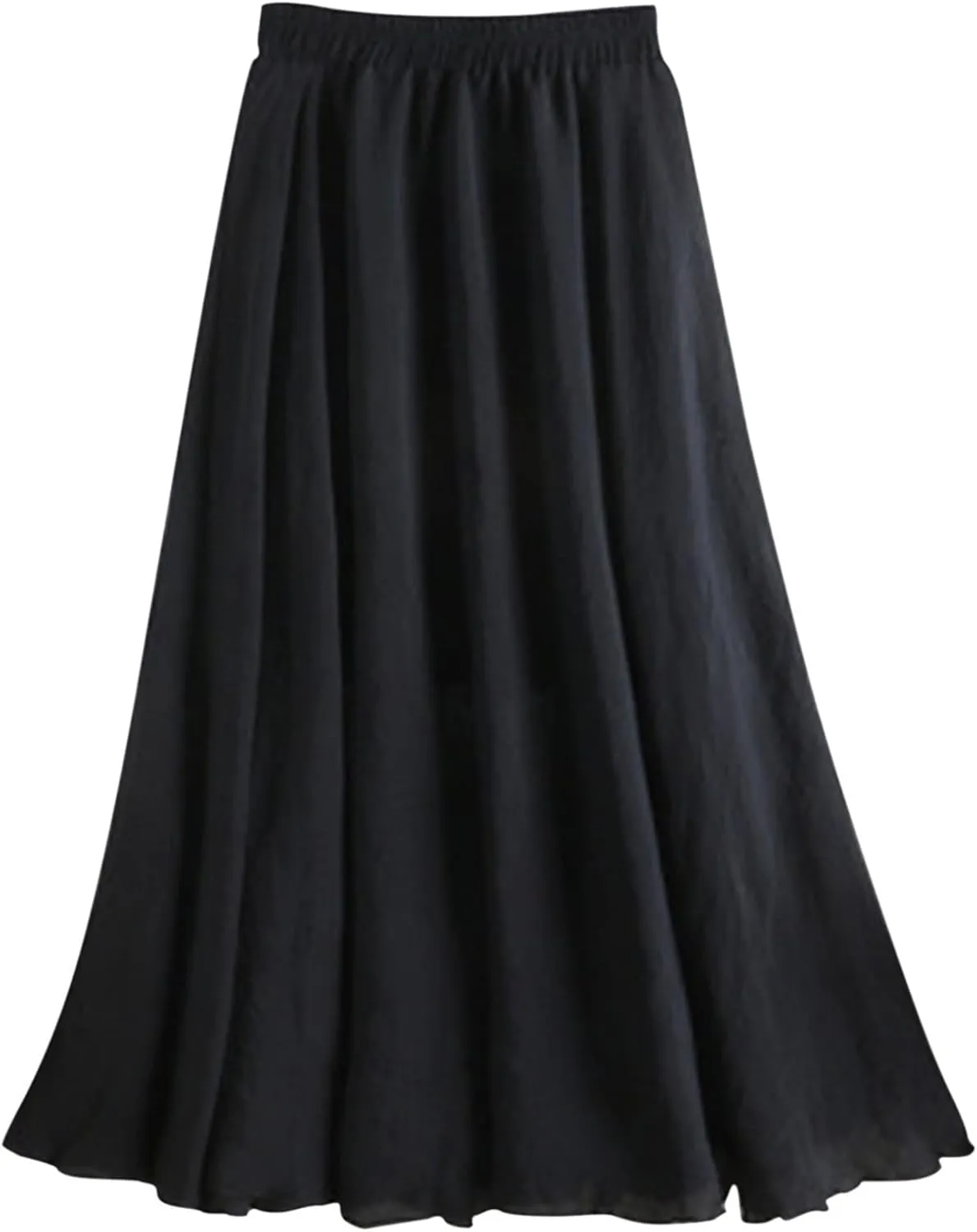 Women's Summer Cotton and Half Skirt High Waisted Slimming Mid Length A Line Loose Elastic Belt Skirt Fashion
