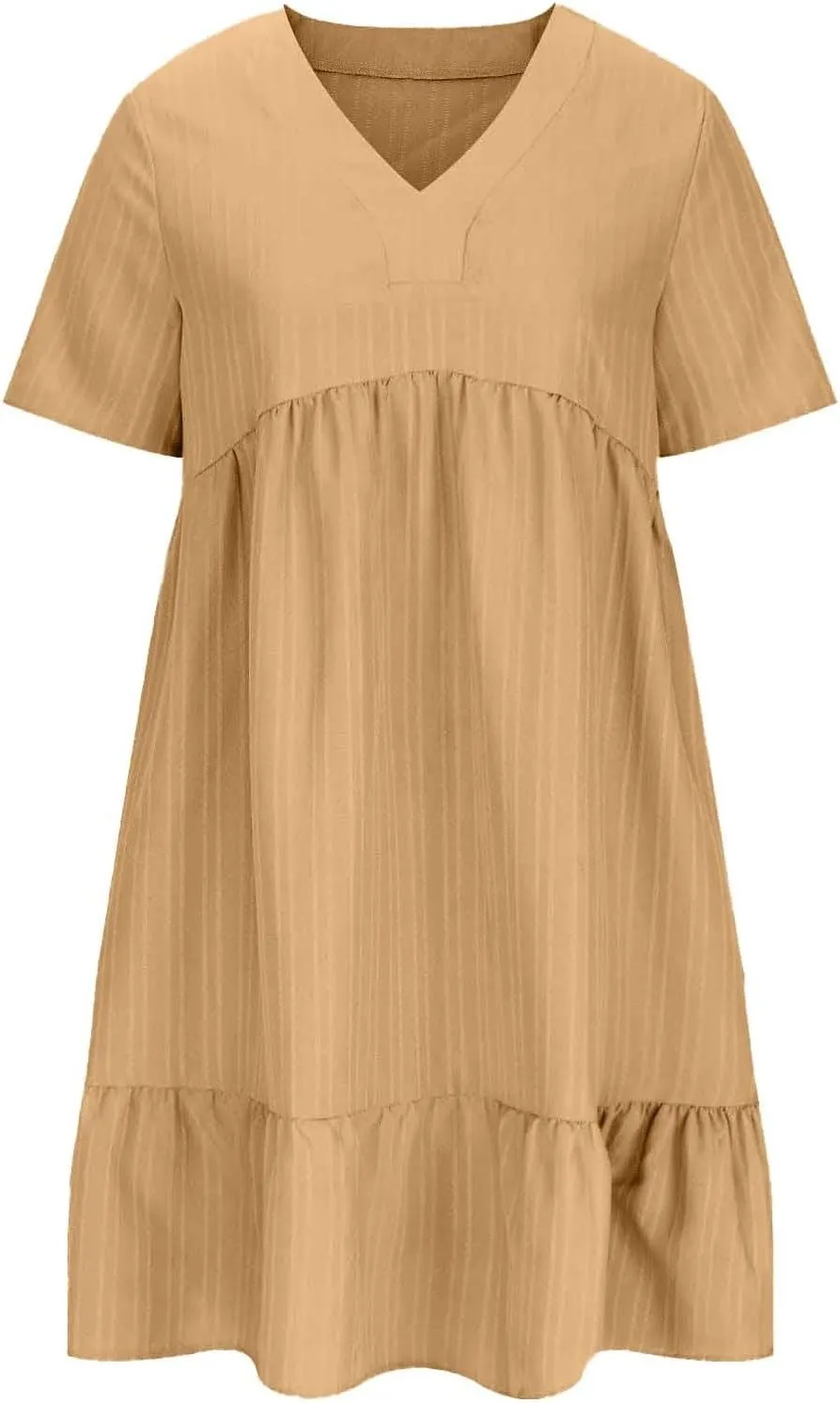Women's Summer Dresses Casual Midi Swing Short Sleeve V Neck Tiered A Line Flowy Beach Dress Sundress 2025