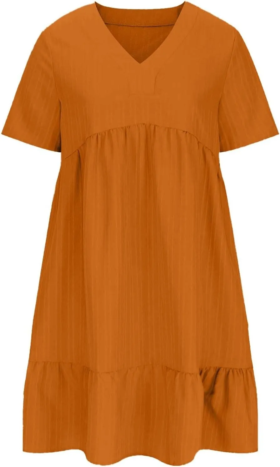 Women's Summer Dresses Casual Midi Swing Short Sleeve V Neck Tiered A Line Flowy Beach Dress Sundress 2025