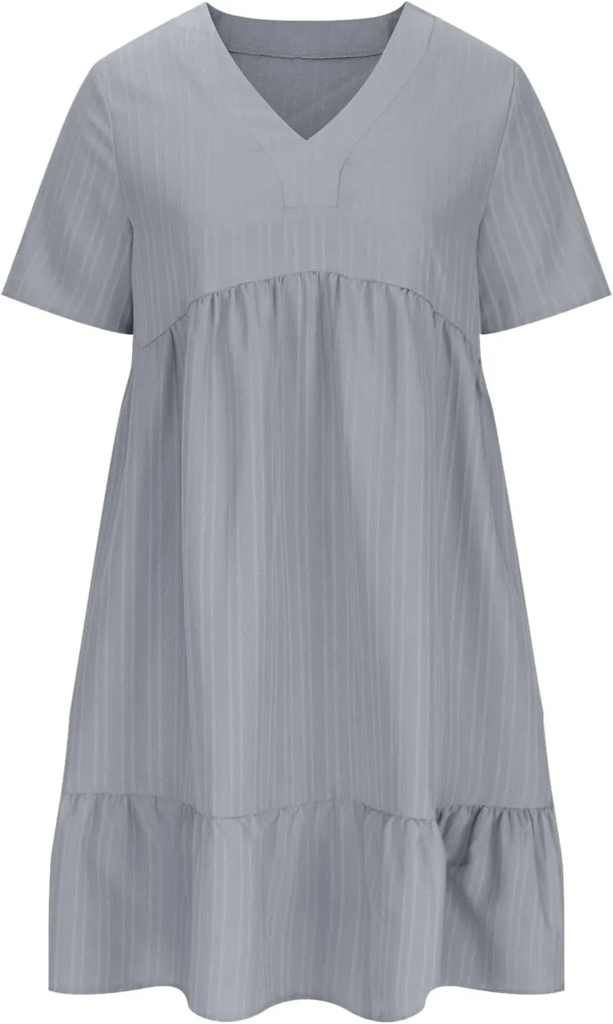 Women's Summer Midi Swing Dresses Casual Short Sleeve V Neck Pleated Tiered A Line Flowy Beach Sundress 2025