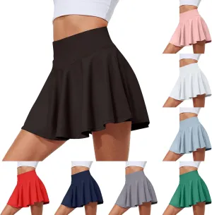Womens Tennis Skirt Summer Golf Skorts with Pocket High Waisted Flowy Athletic Skirts Pleated Mini Skirt with Shorts